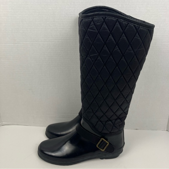 Sperry Top-Sider Hingham Black Tall Quilted Rubber Waterproof Rain Boots Sz 6 - Picture 8 of 16